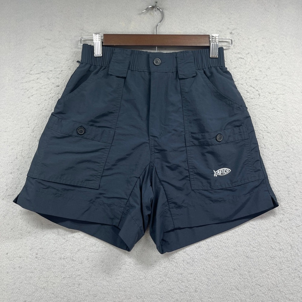 AFTCO Fishing Shorts Mens 28 Navy Blue Original Cargo Utility Outdoor Gorpcore